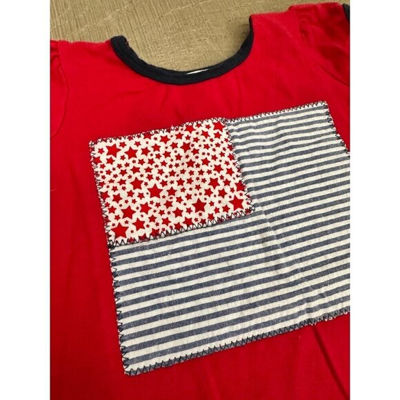Mini Scraps Toddler Red/Blue Patriotic tunic W/ Star & Stripe Patchwork Design S - Picture 4 of 4